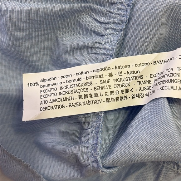 Zara Basics cotton Embroidered Blue Ruffle Sleeve Top. Size S - Picture 9 of 9